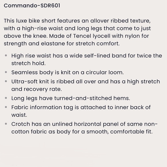 COMMANDO NWT S M Studio Rib Bike Shorts in Smoke • Ultra Luxe Ribbed Biker Short - Picture 9 of 12